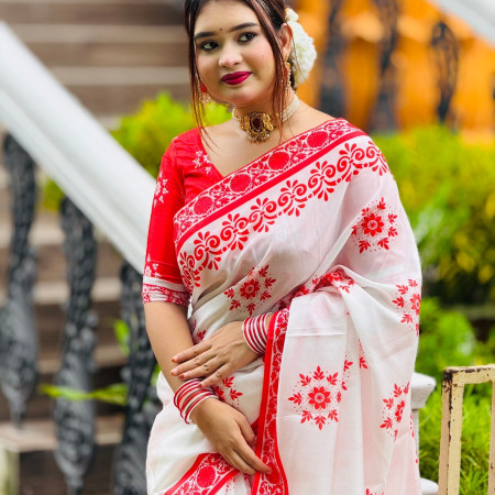 705 টাঙ্গাইল সিল্ক শাড়ি ব্লউস পিস ছাড়া