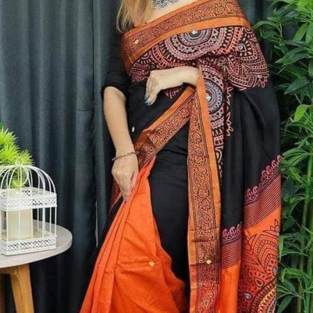 DS-401-Dupian Silk Saree Block Printed