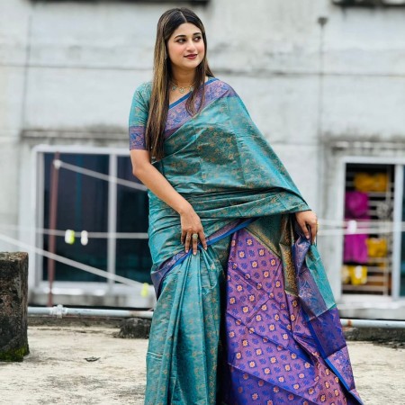 5203 প্রিমিয়াম কাঁঞ্চি কাতান শাড়ি শাড়ি